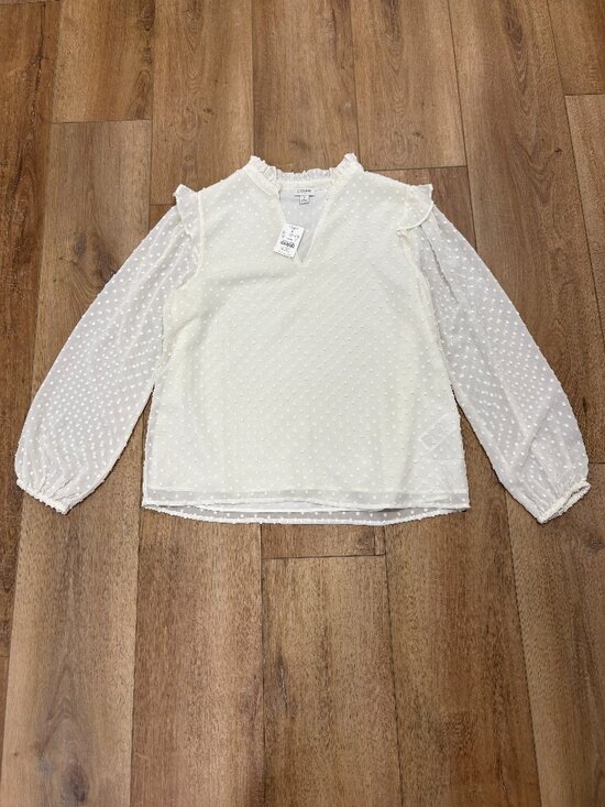J. Crew Tops - NWT 🌟 J. CREW 🌟 SWISS CLIP DOT CHIFFON BLOUSE WITH RUFFLE DETAIL WHITE SZ S